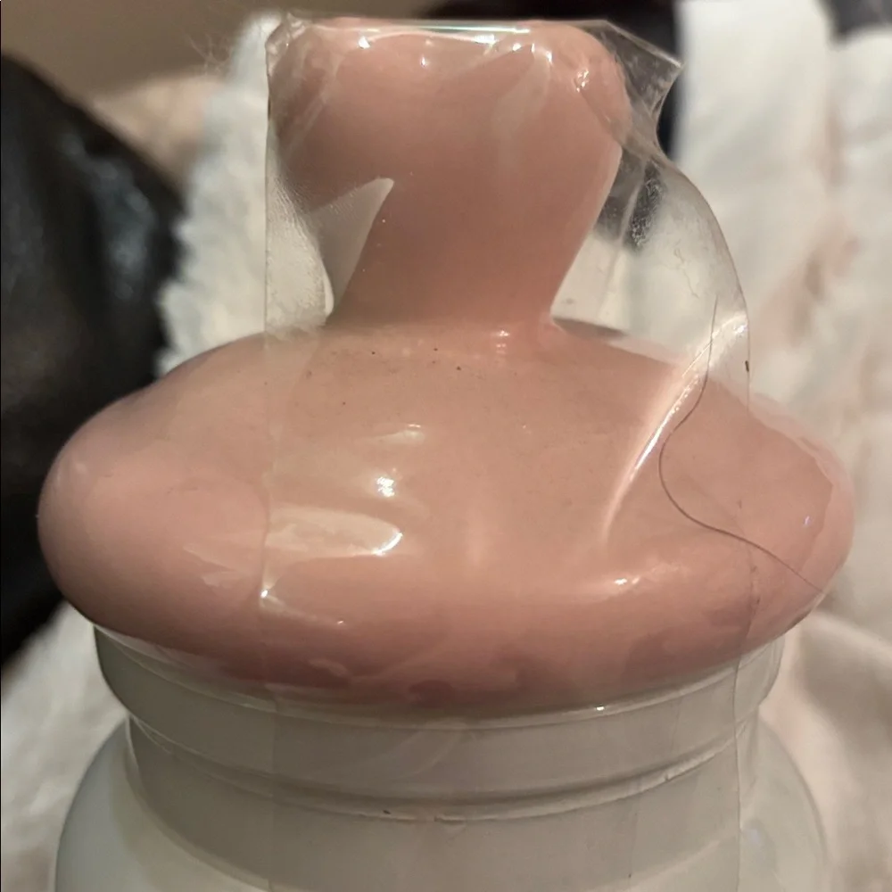 White Ceramic Jar with Pink Heart Lid